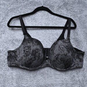 Torrid Curve Perfect T-shirt Bra Floral Black Lightly Lined Underwired Size 46B
